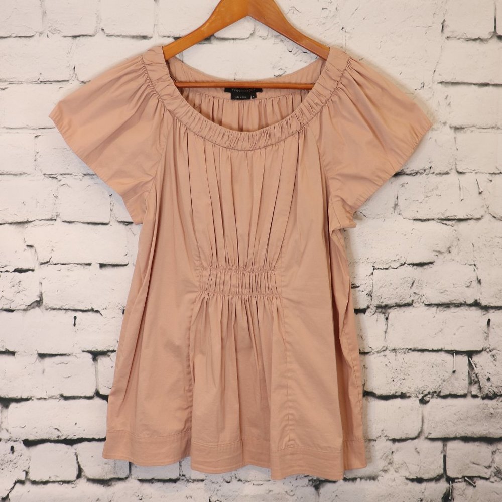 BCBGMaxazria Puff Sleeve Peach Blouse sz L
